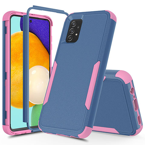 Custodia Silicone e Plastica Opaca Cover Fronte e Retro 360 Gradi MQ1 per Samsung Galaxy A52 4G Blu Notte