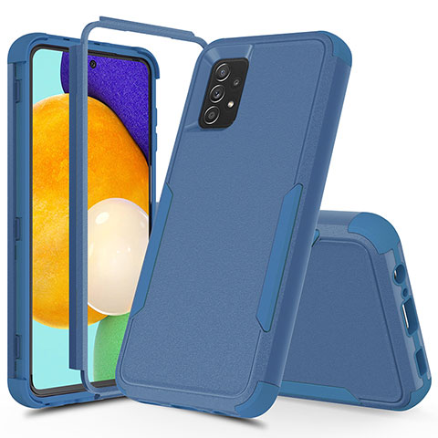 Custodia Silicone e Plastica Opaca Cover Fronte e Retro 360 Gradi MQ1 per Samsung Galaxy A52s 5G Blu