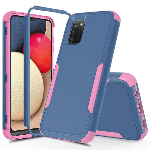 Custodia Silicone e Plastica Opaca Cover Fronte e Retro 360 Gradi MQ1 per Samsung Galaxy F02S SM-E025F Rosa Caldo