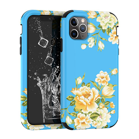 Custodia Silicone e Plastica Opaca Cover Fronte e Retro 360 Gradi per Apple iPhone 11 Pro Max Blu