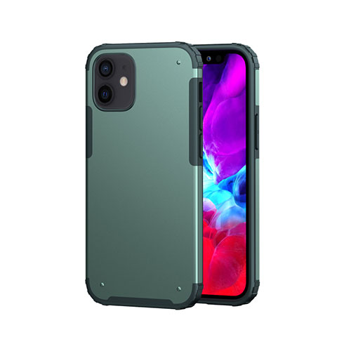 Custodia Silicone e Plastica Opaca Cover Fronte e Retro 360 Gradi per Apple iPhone 12 Verde Notte