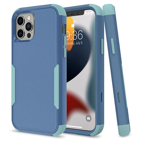 Custodia Silicone e Plastica Opaca Cover Fronte e Retro 360 Gradi per Apple iPhone 13 Pro Max Cielo Blu