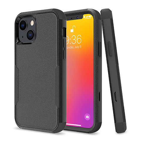 Custodia Silicone e Plastica Opaca Cover Fronte e Retro 360 Gradi per Apple iPhone 14 Nero