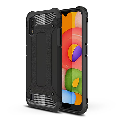 Custodia Silicone e Plastica Opaca Cover Fronte e Retro 360 Gradi per Samsung Galaxy A01 SM-A015 Nero