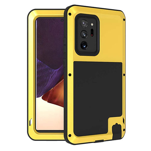 Custodia Silicone e Plastica Opaca Cover Fronte e Retro 360 Gradi per Samsung Galaxy Note 20 Ultra 5G Giallo