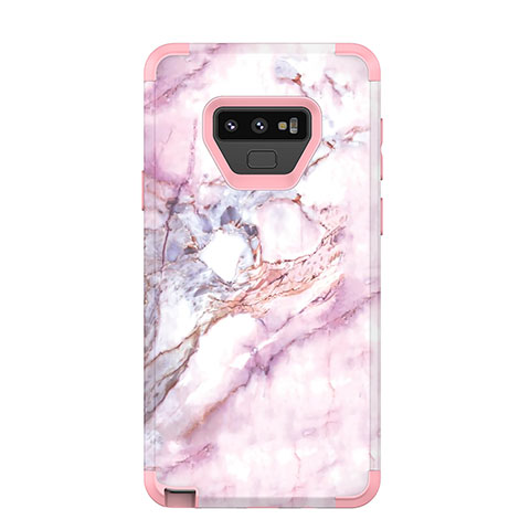 Custodia Silicone e Plastica Opaca Cover Fronte e Retro 360 Gradi per Samsung Galaxy Note 9 Oro Rosa