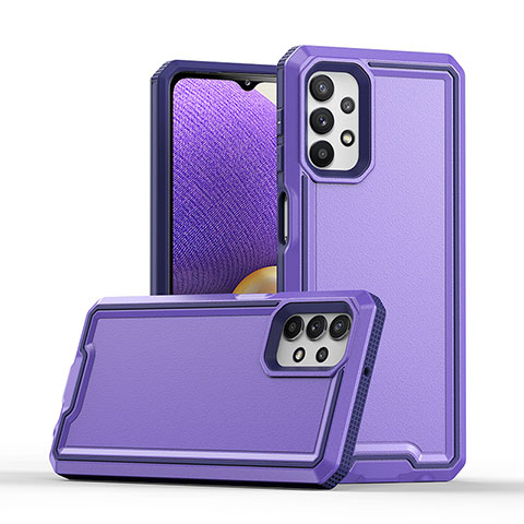 Custodia Silicone e Plastica Opaca Cover Fronte e Retro 360 Gradi Q01W per Samsung Galaxy A32 4G Viola