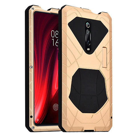 Custodia Silicone e Plastica Opaca Cover Fronte e Retro 360 Gradi R01 per Xiaomi Mi 9T Oro