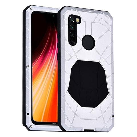 Custodia Silicone e Plastica Opaca Cover Fronte e Retro 360 Gradi R01 per Xiaomi Redmi Note 8 Argento