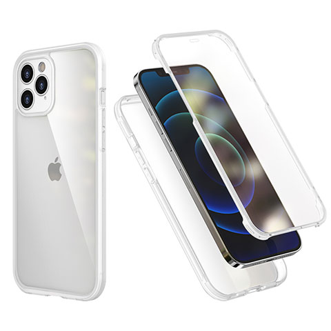 Custodia Silicone e Plastica Opaca Cover Fronte e Retro 360 Gradi R05 per Apple iPhone 12 Pro Chiaro