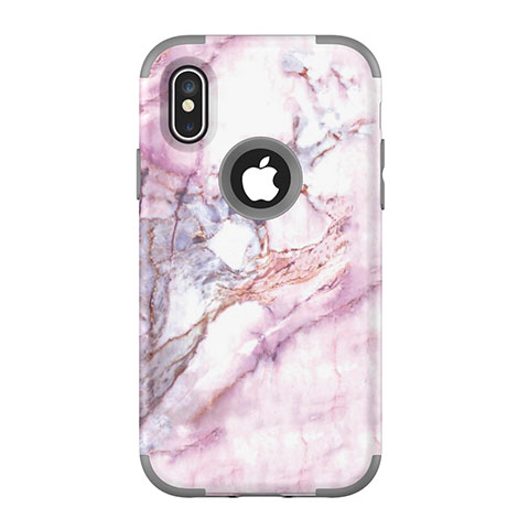 Custodia Silicone e Plastica Opaca Cover Fronte e Retro 360 Gradi U01 per Apple iPhone Xs Grigio