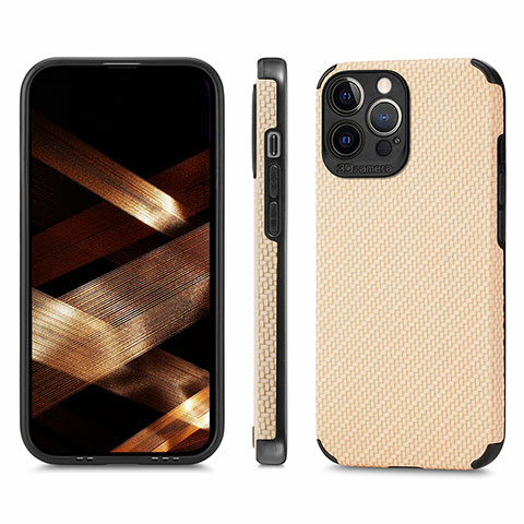 Custodia Silicone e Plastica Opaca Cover Fronte e Retro 360 Gradi U04 per Apple iPhone 16 Pro Max Oro