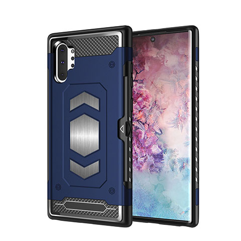 Custodia Silicone e Plastica Opaca Cover Magnetico per Samsung Galaxy Note 10 Plus Blu