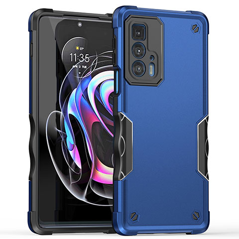 Custodia Silicone e Plastica Opaca Cover per Motorola Moto Edge 20 Pro 5G Blu