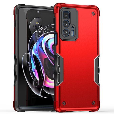 Custodia Silicone e Plastica Opaca Cover per Motorola Moto Edge 20 Pro 5G Rosso