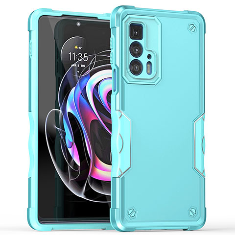 Custodia Silicone e Plastica Opaca Cover per Motorola Moto Edge S Pro 5G Ciano