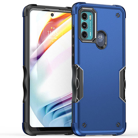 Custodia Silicone e Plastica Opaca Cover per Motorola Moto G60 Blu