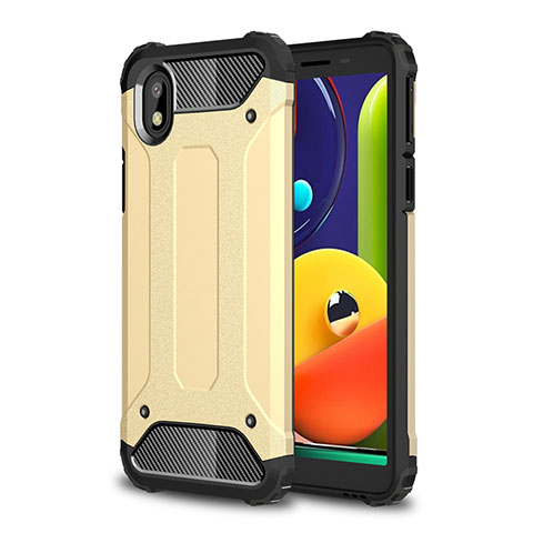 Custodia Silicone e Plastica Opaca Cover per Samsung Galaxy A01 Core Oro