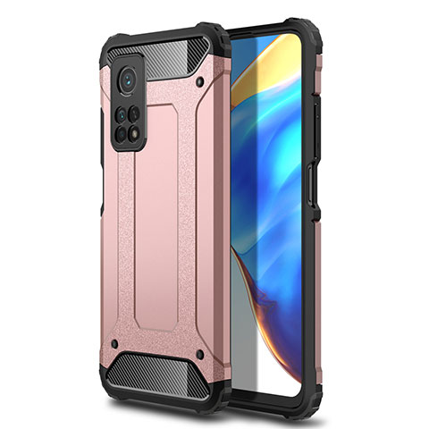 Custodia Silicone e Plastica Opaca Cover per Xiaomi Mi 10T 5G Oro Rosa