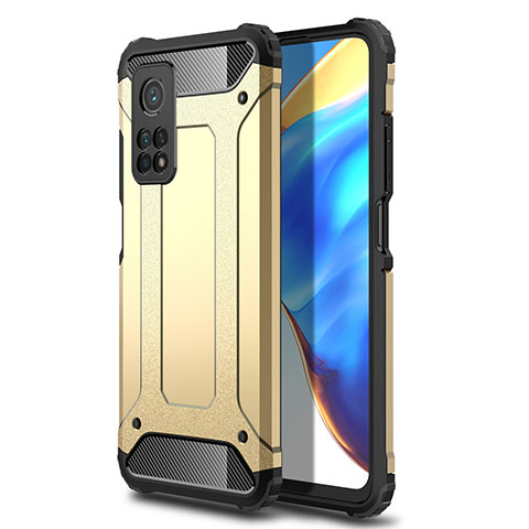 Custodia Silicone e Plastica Opaca Cover per Xiaomi Mi 10T Pro 5G Oro