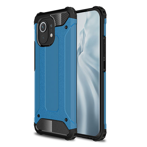 Custodia Silicone e Plastica Opaca Cover per Xiaomi Mi 11 Lite 4G Cielo Blu