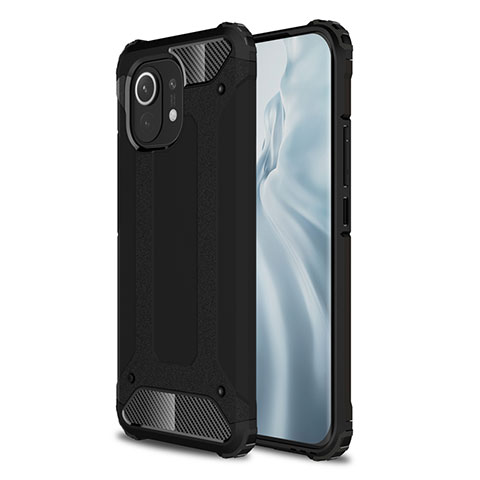 Custodia Silicone e Plastica Opaca Cover per Xiaomi Mi 11 Lite 4G Nero