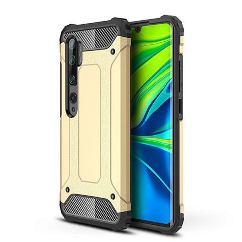 Custodia Silicone e Plastica Opaca Cover per Xiaomi Mi Note 10 Pro Oro