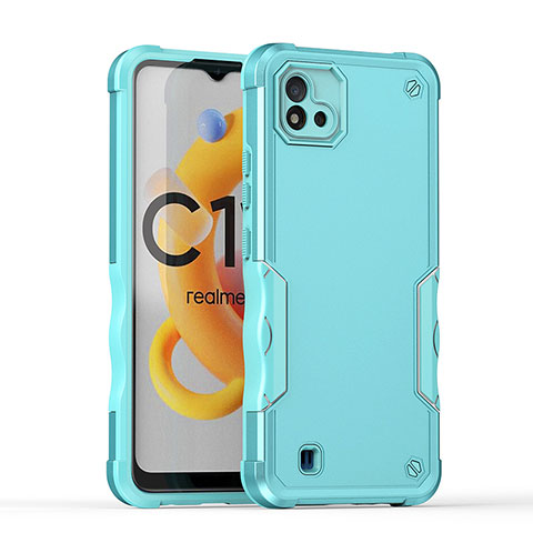 Custodia Silicone e Plastica Opaca Cover QW1 per Realme C20A Azzurro