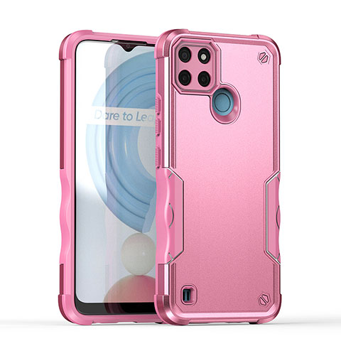 Custodia Silicone e Plastica Opaca Cover QW1 per Realme C21Y Rosa