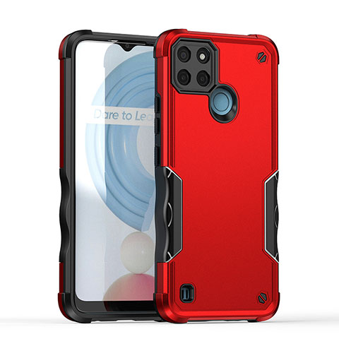 Custodia Silicone e Plastica Opaca Cover QW1 per Realme C21Y Rosso