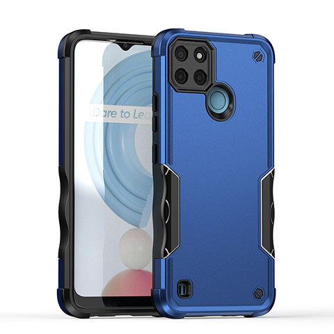 Custodia Silicone e Plastica Opaca Cover QW1 per Realme C25Y Blu