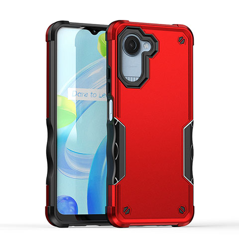 Custodia Silicone e Plastica Opaca Cover QW1 per Realme C30s Rosso