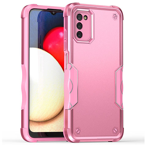 Custodia Silicone e Plastica Opaca Cover QW1 per Samsung Galaxy A03s Oro Rosa