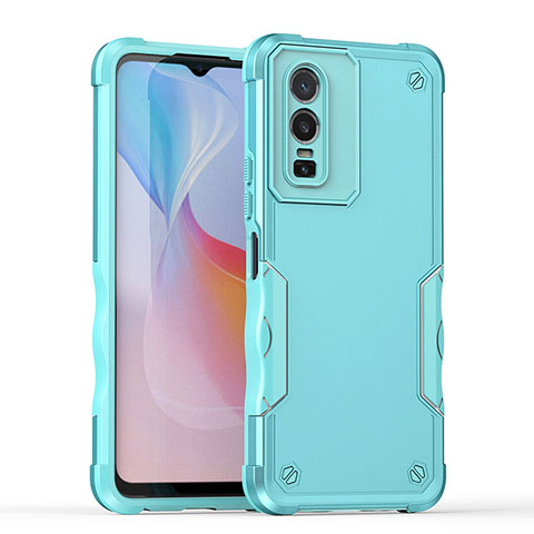 Custodia Silicone e Plastica Opaca Cover QW1 per Vivo Y76 5G Azzurro