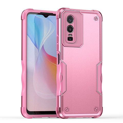 Custodia Silicone e Plastica Opaca Cover QW1 per Vivo Y76 5G Rosa