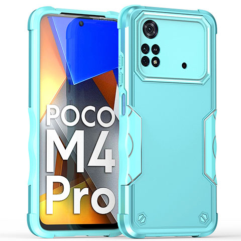 Custodia Silicone e Plastica Opaca Cover QW1 per Xiaomi Poco M4 Pro 4G Azzurro