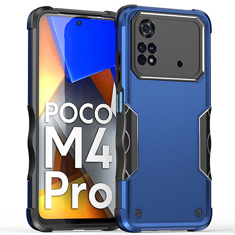 Custodia Silicone e Plastica Opaca Cover QW1 per Xiaomi Poco M4 Pro 4G Blu