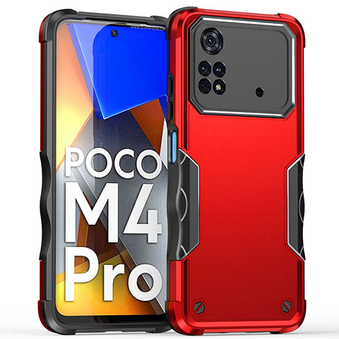 Custodia Silicone e Plastica Opaca Cover QW1 per Xiaomi Poco M4 Pro 4G Rosso