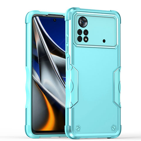 Custodia Silicone e Plastica Opaca Cover QW1 per Xiaomi Redmi Note 11E Pro 5G Azzurro