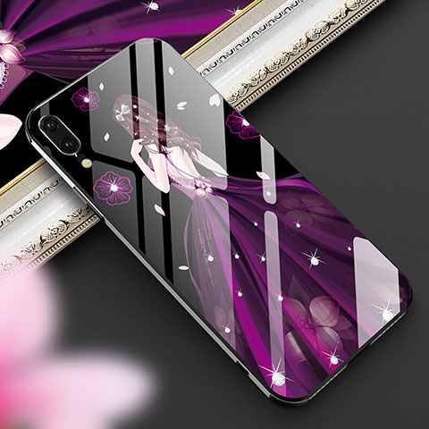 Custodia Silicone Gel Laterale Abito Ragazza Specchio Cover K02 per Huawei P20 Viola