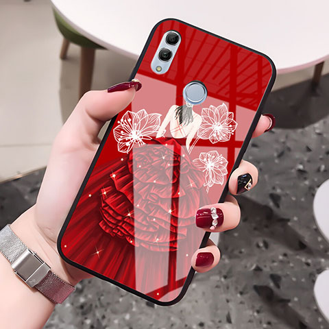 Custodia Silicone Gel Laterale Abito Ragazza Specchio Cover per Huawei Honor 10 Lite Rosso