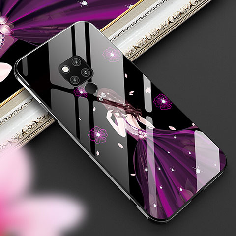 Custodia Silicone Gel Laterale Abito Ragazza Specchio Cover per Huawei Mate 20 X 5G Viola