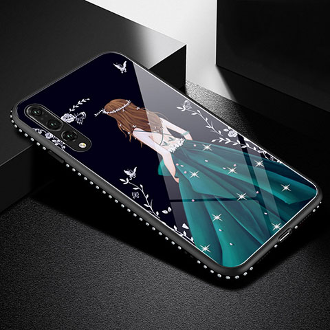 Custodia Silicone Gel Laterale Abito Ragazza Specchio Cover per Huawei P20 Pro Ciano