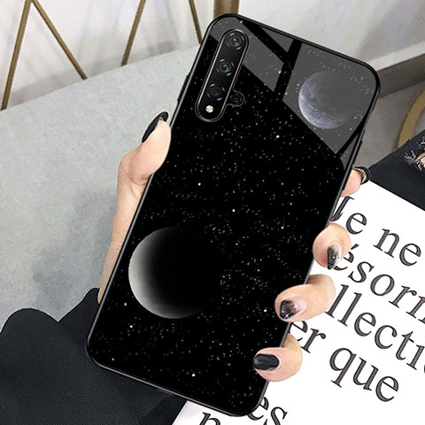 Custodia Silicone Gel Laterale Fantasia Modello Specchio Cover D01 per Huawei Honor 20 Nero