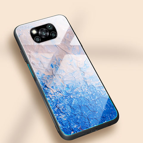 Custodia Silicone Gel Laterale Fantasia Modello Specchio Cover JM1 per Xiaomi Poco X3 Pro Blu