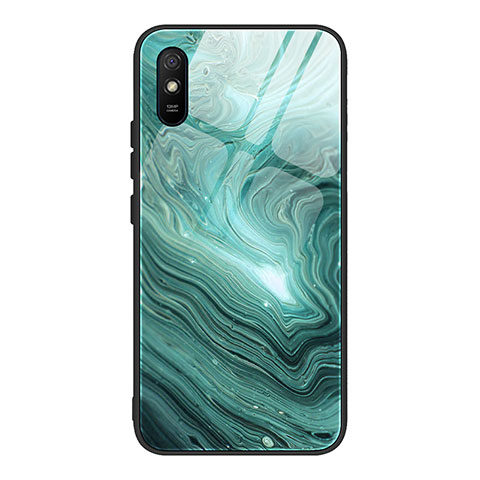 Custodia Silicone Gel Laterale Fantasia Modello Specchio Cover JM1 per Xiaomi Redmi 9AT Ciano