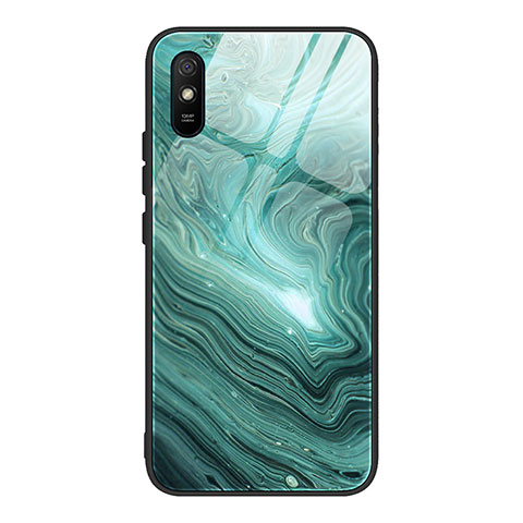 Custodia Silicone Gel Laterale Fantasia Modello Specchio Cover JM1 per Xiaomi Redmi 9i Ciano