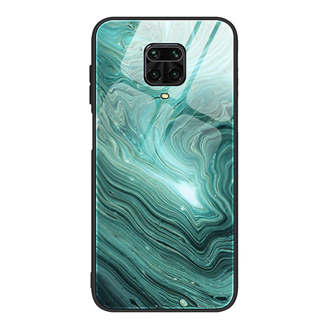 Custodia Silicone Gel Laterale Fantasia Modello Specchio Cover JM1 per Xiaomi Redmi Note 9S Ciano