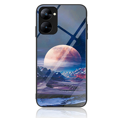 Custodia Silicone Gel Laterale Fantasia Modello Specchio Cover JM2 per Realme V30t 5G Blu Notte