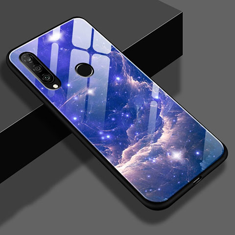 Custodia Silicone Gel Laterale Fantasia Modello Specchio Cover K01 per Huawei Nova 4e Cielo Blu